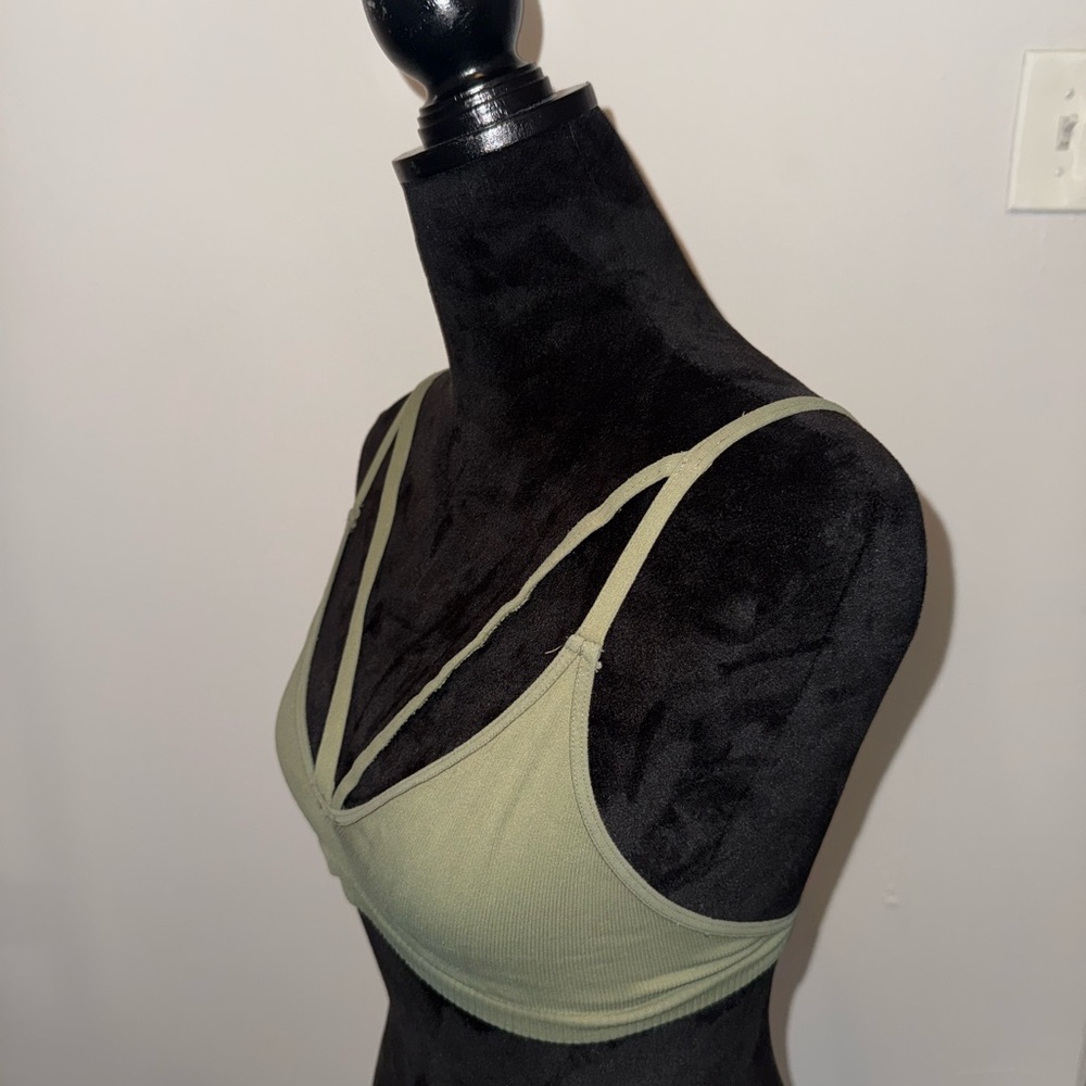 Free People Olive Green Bralette Sz.M/L - Picture 2 of 4